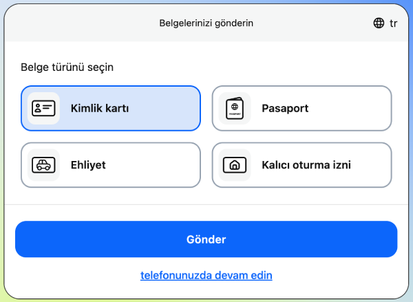 1King Casino identity verification screen for document upload