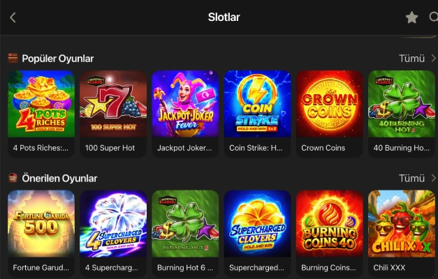 1King Casino slots page showing featured and recommended games